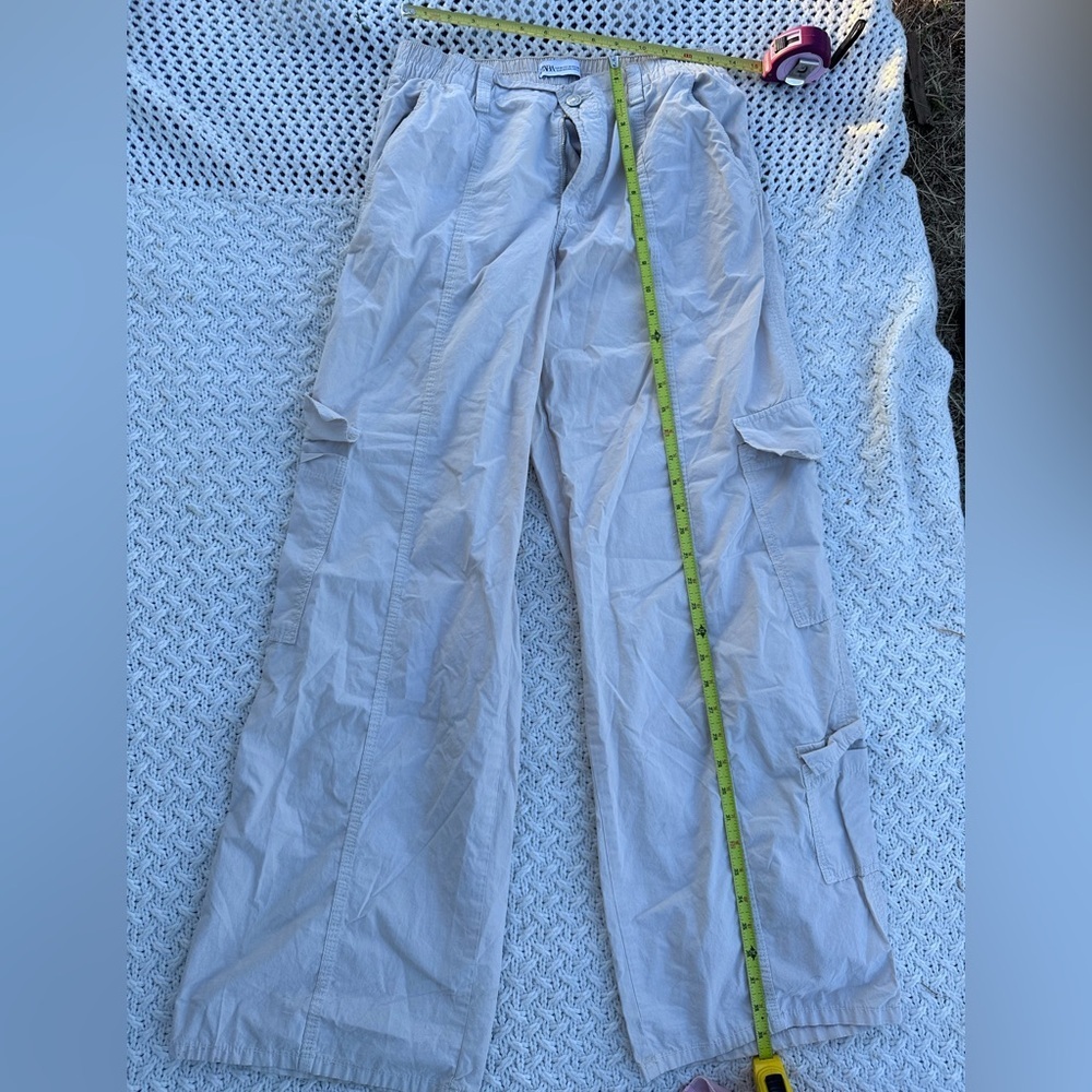 Zara Womens Beige Cargo Wide legs medium Pants